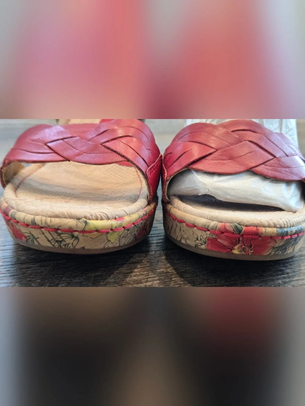 B.O.C red Wedge Sandals, Size 8